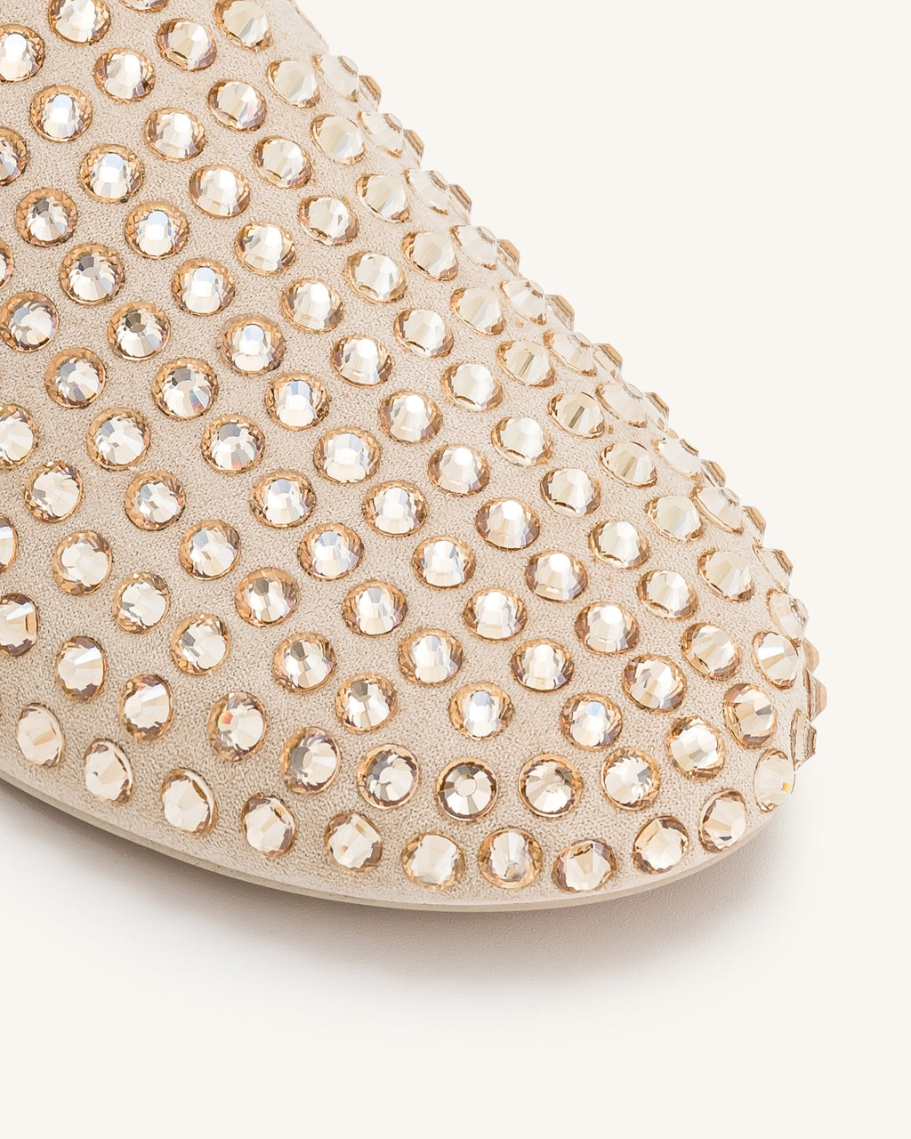 Athena Artificial Crystal Flat Mules - Beige